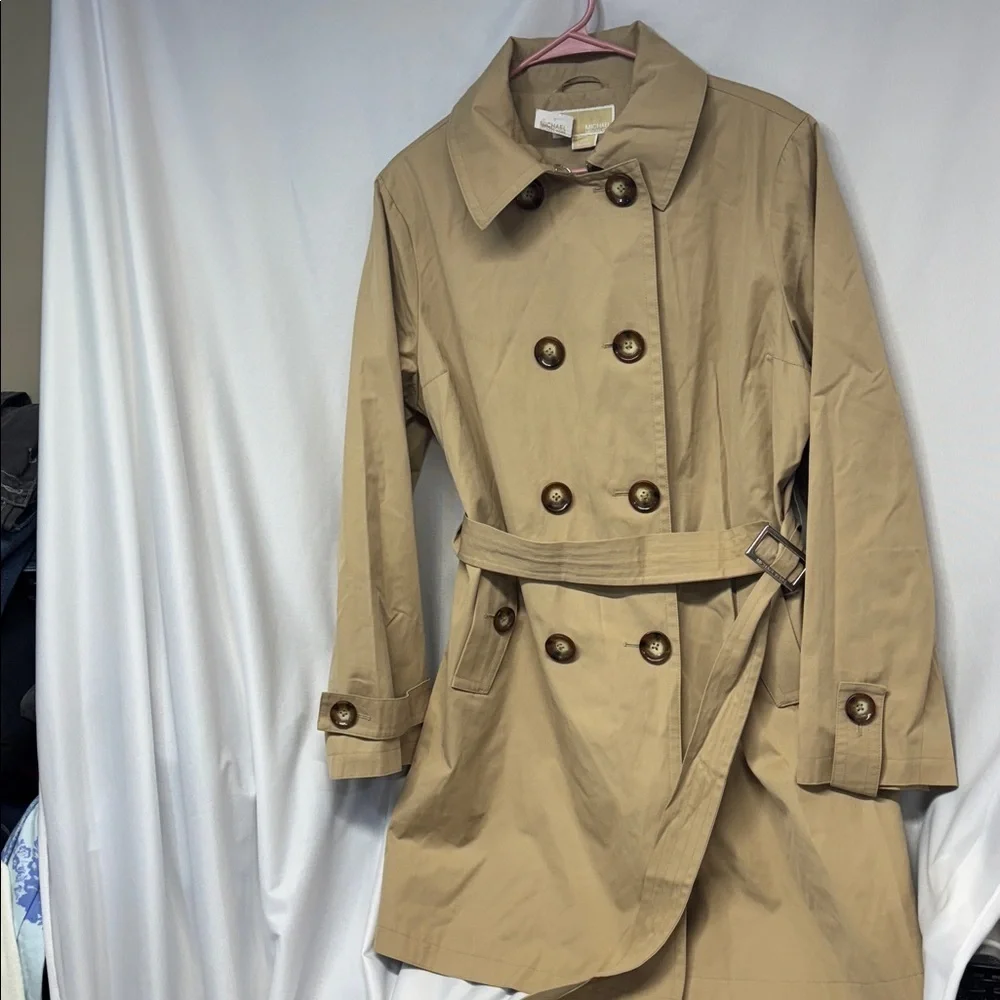 Michael Kors full button up collard belted ginger root trench coat  XL